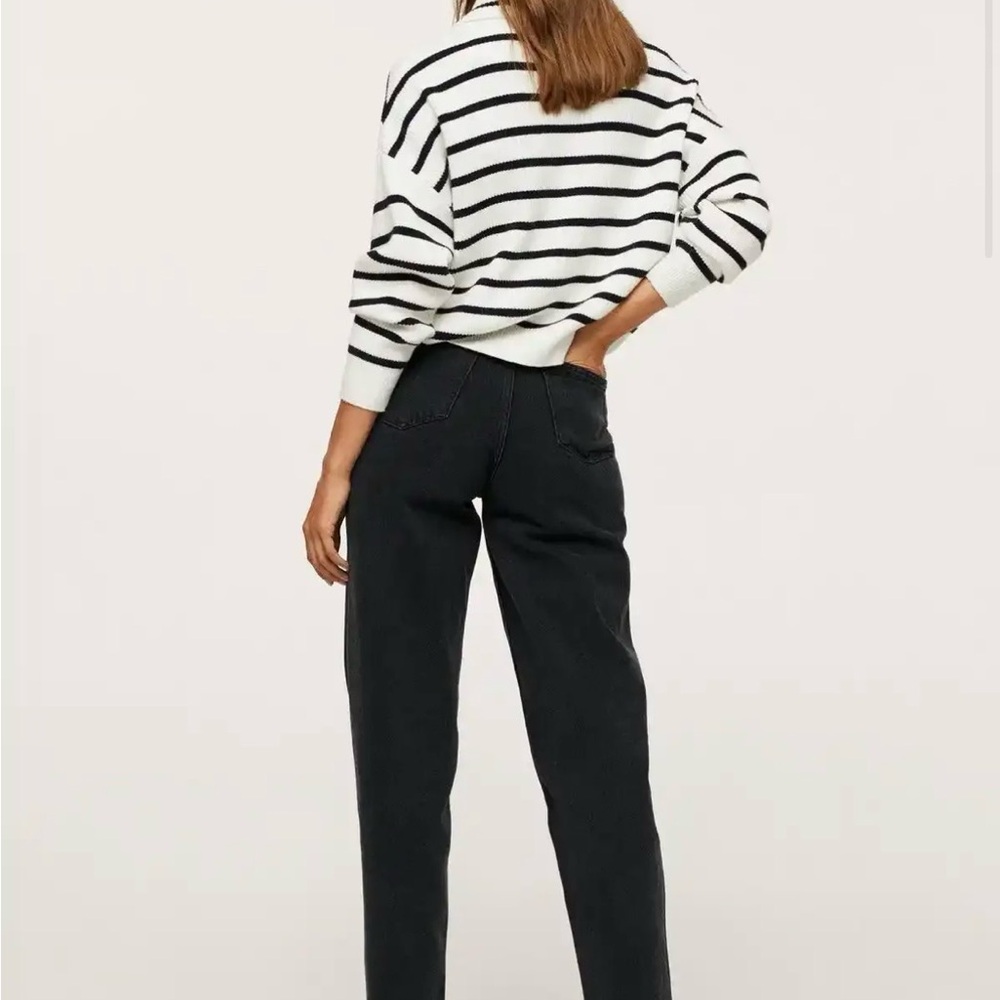 Mango High Rise Tapered Jeans in Black Size 8